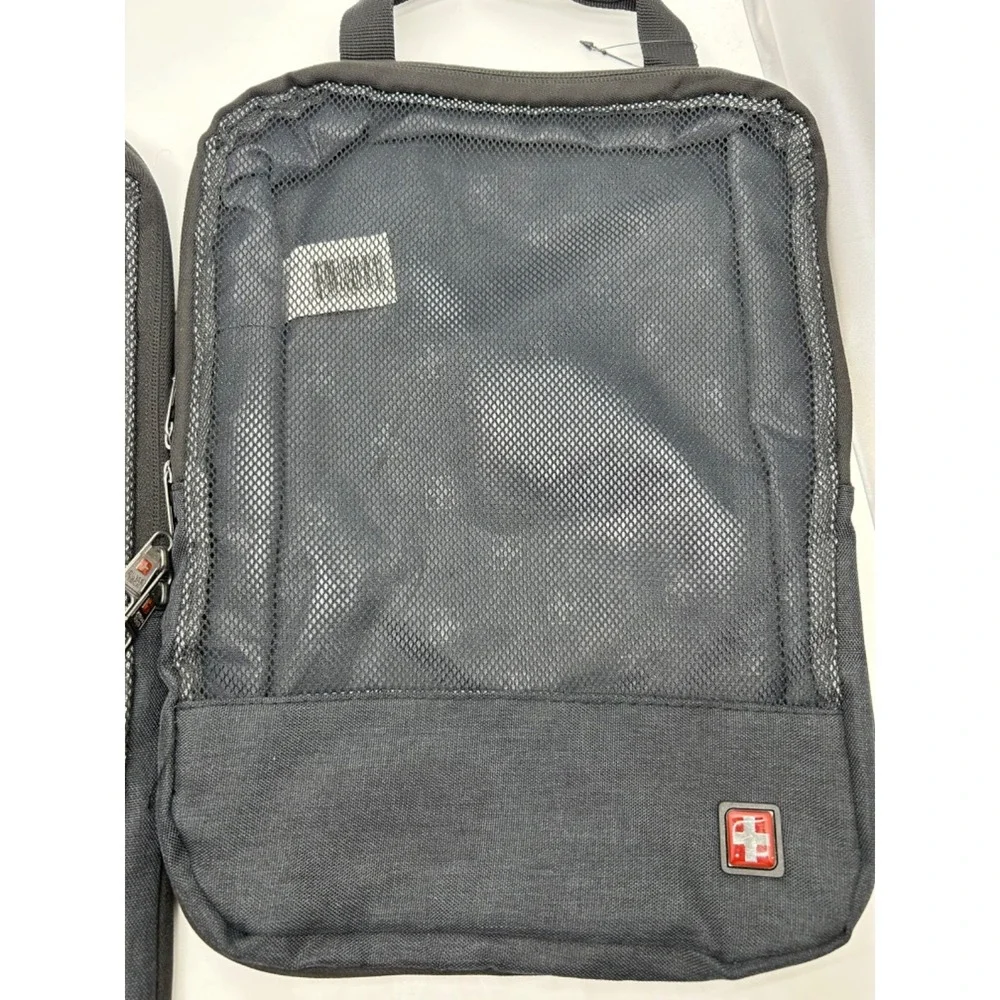 Lot of 2 SWISS GEAR Compression Packing Cubes Black  Accessory Bags 17x13x3.5